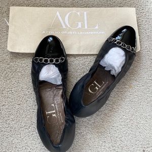 AGL Classic Black Leather Flats - size 40